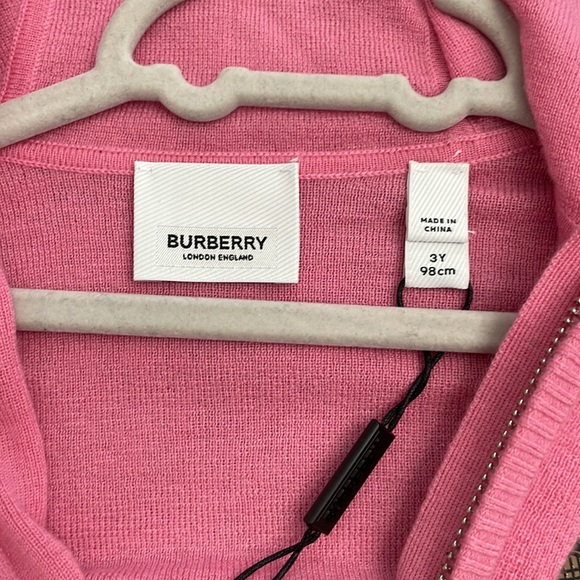Burberry Bubble Gum Pink Cashmere zip up 3Y NWT - Picture 8 of 11